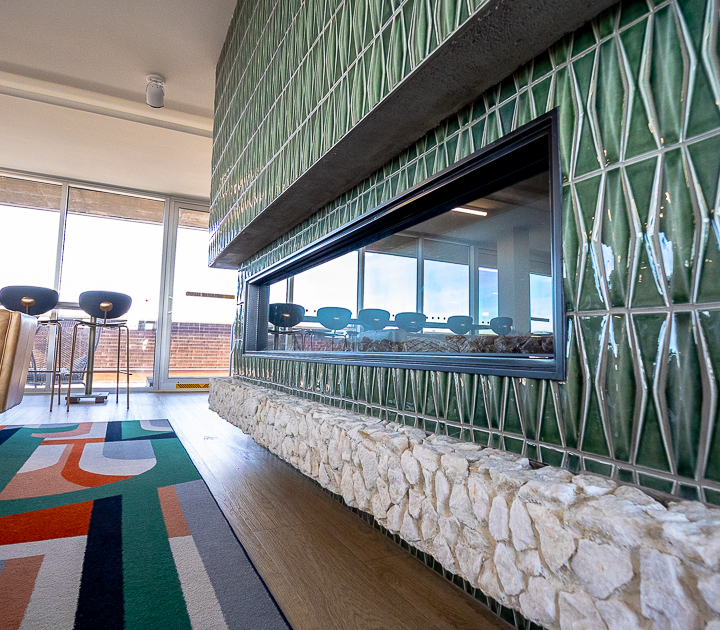 Tiled Fireplace Common Area Renovation